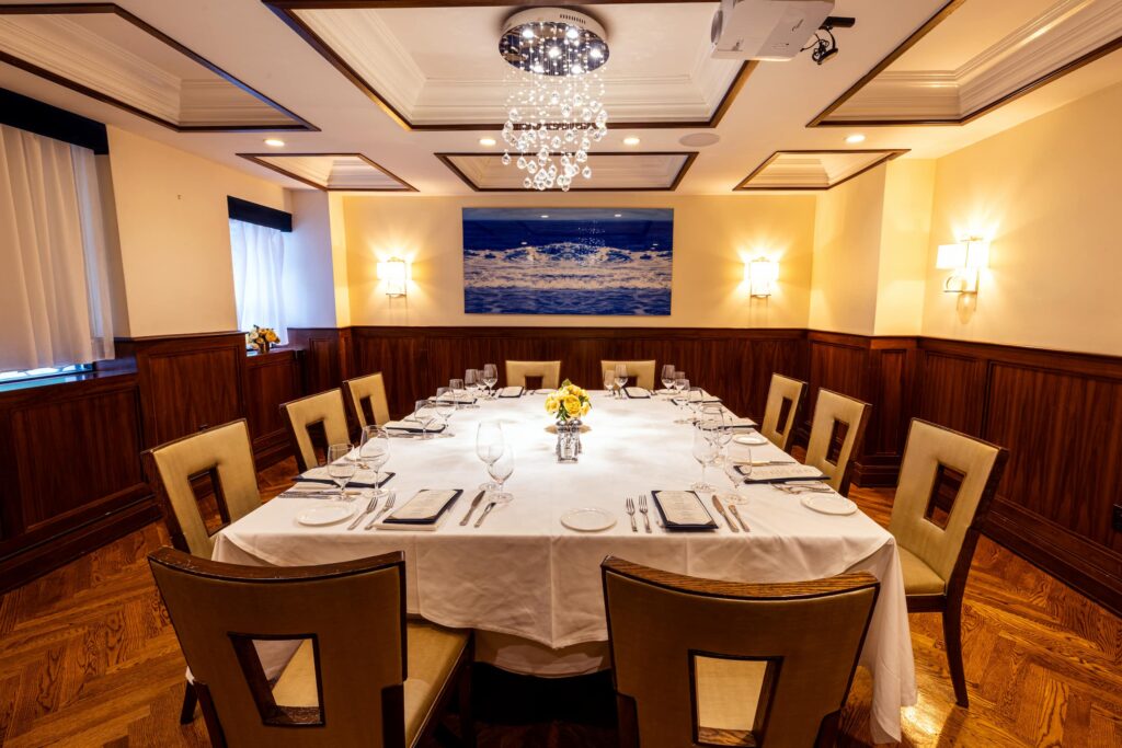 Sea Fire Grill NYC interior square table Private Room